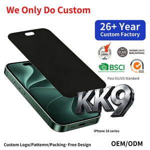 กระจกนิรภัยแบบไร้ขอบ Custom KK9 Super Hard สำหรับ iPhone 17 18  ขอบโค้ง 2.5D ป้องกันรอยขีดข่วน ป้องกันรอยนิ้วมือ - Product Image 1