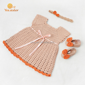 Abiti in Maglia di Cotone <span class=keywords><strong>per</strong></span> Bambine <span class=keywords><strong>all</strong></span>'Ingrosso Design di Vestito <span class=keywords><strong>per</strong></span> Neonata <span class=keywords><strong>all</strong></span>'<span class=keywords><strong>Uncinetto</strong></span> con Scarpe <span class=keywords><strong>all</strong></span>'<span class=keywords><strong>Uncinetto</strong></span> - Product Image 2