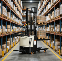 Chariot élévateur électrique à double élévateur autoportant avec batterie au plomb, transpalette électrique AWD, déplaceur latéral électrique, longueur de fourche 1150 mm, pour allées étroites