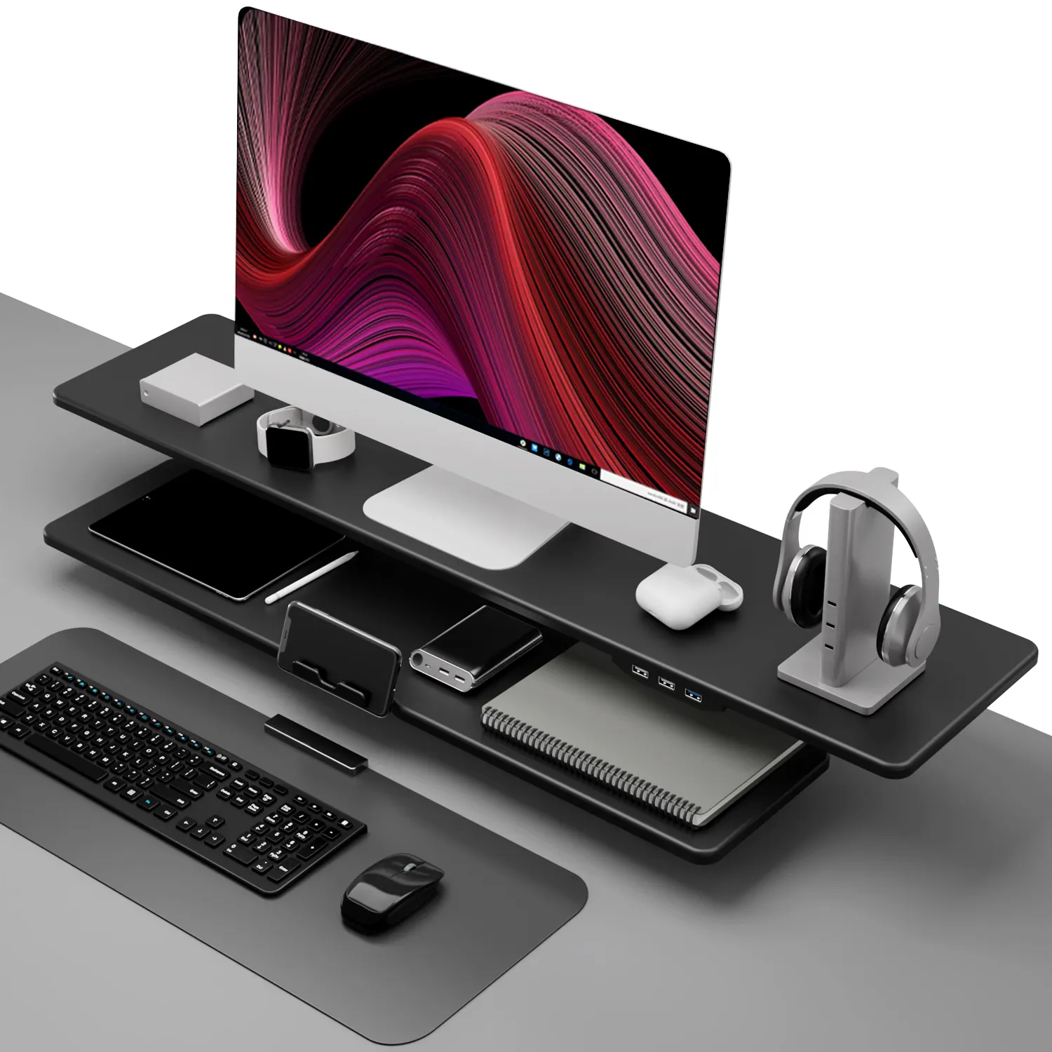 Üretim raf masaüstü monitör yükseltici standı ev ofis masaüstü oyun bilgisayarı standı ile HUB-USB