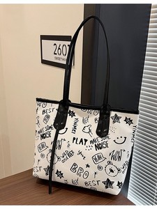 2026 New Trendy Large Capacity Versatile Tote <b>Bag</b> with Unique Graffiti Design, Simple and Stylish Shoulder <b>Bag</b> for Women - Product Image 5