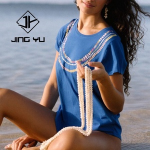 T-shirt personnalisé à transfert thermique d'été, col rond, ample, 100% coton, imprimé hawaïen - Product Image 3