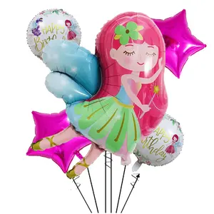 赤ちゃんの女の子のギフトのおもちゃのための新しい小さな妖精のプリンセスフォイルバルーンセット誕生日パーティーの装飾
