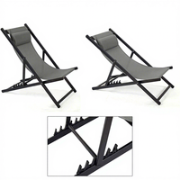 Chaise longue d'extérieur pliable et réglable avec cadre en aluminium et dossier en maille Teslin pour piscine et patio