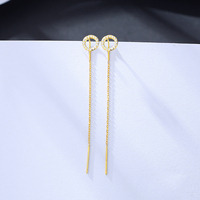 CZCITY CZ Zircon Boucles d'oreilles pendantes longues en argent sterling 925 avec cercle creux tendance, bijoux minimalistes pour femmes