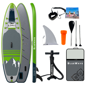Planche à pagaie <span class=keywords><strong>gonflable</strong></span> tactique 11' Expedition, 33 pouces de large, résistante, vert olive, 6 pouces d'épaisseur, pour lac en zone isolée - Product Image 2