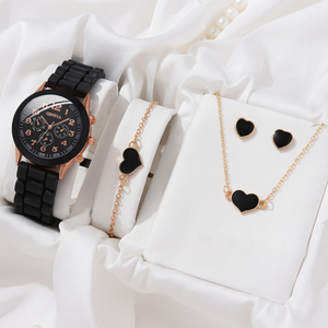 Conjunto de Relojes de Lujo para Mujer, Collar con Colgante de Corazón, Pulsera, Pendientes, Reloj de Cuarzo, Conjunto de Joyería para Mujer, Accesorios, Regalo - Product Image 1