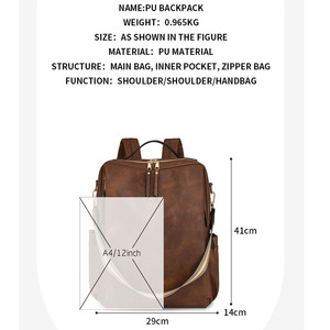 <span class=keywords><strong>Sac</strong></span> <span class=keywords><strong>à</strong></span> <span class=keywords><strong>dos</strong></span> pour femmes de style <span class=keywords><strong>vintage</strong></span> avec plusieurs compartiments, pour le travail et les loisirs, grand <span class=keywords><strong>sac</strong></span> <span class=keywords><strong>à</strong></span> <span class=keywords><strong>dos</strong></span> en <span class=keywords><strong>cuir</strong></span> PU - Product Image 3