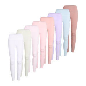 Leggings sans couture taille haute pour femme, couleur unie pastel, pantalon de yoga coupe ajustée en Spandex et Nylon, lot de leggings sans couture taille haute pour femme - Product Image 1