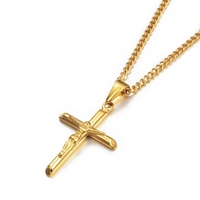 Hip Hop collier en acier inoxydable doré avec pendentif croix de jésus pour homme