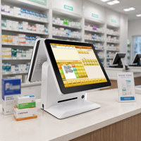 Système de point de vente tout-en-un H2156A Android/Windows avec double écran 15,6+15,6'' pour petites entreprises, pharmacies et hôpitaux