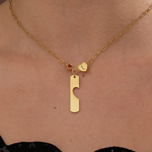 Collar con Colgante de Letra y Piedra de Nacimiento Personalizado, Chapado en Oro de 18K, Acero Inoxidable, Corazón Hueco, Regalo de San Valentín - Product Image 4
