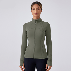 Nieuwe dames yogajacket voor hardlopen, fietsen en sport, ademend, lichtgewicht, vochtregulerend, lange mouwen, regular fit, opstaande kraag - Product Image 5