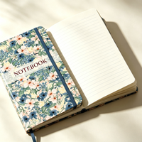 Carnet à couverture rigide personnalisé à motif floral A5, avec bande élastique et marque-page en ruban, idéal comme cadeau