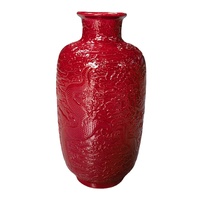 Vase de table en porcelaine de Jingdezhen, style Art déco, sculpté à la main, dragon rouge, pour la décoration de la maison, mariage et design antique