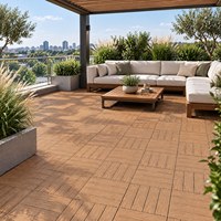 Dalles de terrasse en WPC à texture bois premium, emboîtables, aspect réaliste, pour balcon, café, hôtel et restaurant