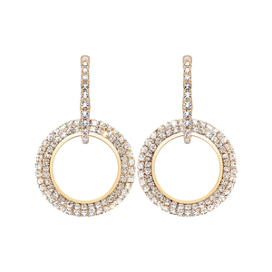 Pendientes de Cristal con Baño de Oro Rosa, Diseño Geométrico Circular, Joyería de Lujo para Mujer, Ideal para Fiestas - Product Image 1