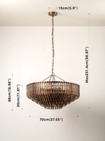 Lustre large à 9 lumières en bronze et verre chocolat fumé