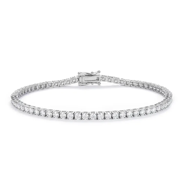 Pulseira de tênis RTS 925 PRATA Vvs corrente de tênis moissanite 2mm pulseira de tênis moissanite