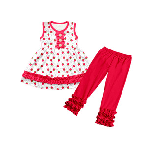 Conjunto de 2 piezas de seda de leche para niña pequeña, top tipo túnica con volantes estampado y pantalones acampanados con volantes - Product Image 2