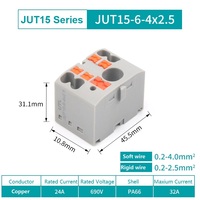 Borniers de puissance enfichables à connecteur compact rapide CE,TUV PT Fix JUT15 série de blocs de distribution d'énergie