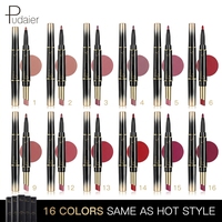 Crayon à lèvres mat longue tenue haute pigmentation, double embout, 16 couleurs, OEM/ODM, faible MOQ