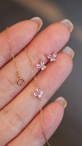 Ensemble de bijoux fins en or 18 carats Xinfly pour femmes, bracelet et boucles d'oreilles en saphir rose et blanc naturel, élégant pour les soirées - Product Image 2