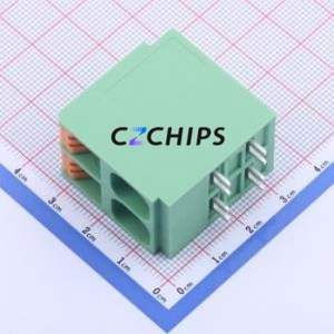 KF207R-10.16-2P Spring Terminal Block Bent Lead Through Hole,P=10.16mm Connector 1x2P 10.16mm Green 2P - Product Image 2