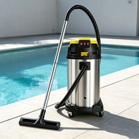 Aspirateur professionnel eau et poussière 2400W à double moteur en acier inoxydable pour le nettoyage des sols d'atelier
