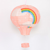 Lanternes en papier suspendues colorées en forme de ballon à air chaud, décoration artisanale pour intérieur/extérieur, idéales pour les fêtes