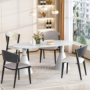 Ensemble de <span class=keywords><strong>table</strong></span> à manger moderne avec <span class=keywords><strong>4</strong></span> chaises pour <span class=keywords><strong>4</strong></span> à 6 <span class=keywords><strong>personnes</strong></span>, meubles de salle à manger blancs, <span class=keywords><strong>table</strong></span> de <span class=keywords><strong>cuisine</strong></span> en marbre pour les rassemblements familiaux - Product Image 2