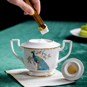 Low Price Discount European Luxury Peacock Pattern Afternoon Tea Ceramic Tea <b>Set</b> - Product Image 4