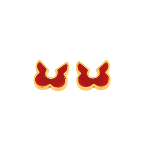Boucles d'oreilles tendance en émail rouge plaqué or, acier inoxydable 316L, design durable et résistant - Product Image 2