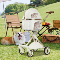 Poussette pour petit chien à 4 roues, légère et pliable pour chat avec sac de rangement