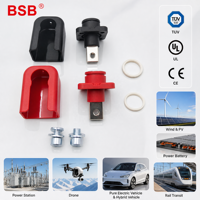 Terminal de batería de pared pasante BSB cuadrado de alta corriente 250A 200 A para conector inversor de almacenamiento de energía con tornillos de cubierta