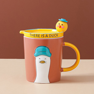 Cadeaux originaux : c'est une tasse en forme de canard, tasse à café en céramique mignonne avec couvercle et cuillère - Product Image 6
