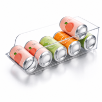 Boîte de rangement de boissons moderne en plastique PET pour bureau, 1 niveau, tiroir incliné pour organiseur de canettes de soda, distributeur durable et éco-responsable