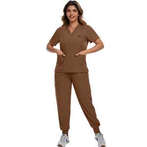 Tenues médicales unisexes en tissu polyester Dobby à séchage rapide, hauts de blouse à manches courtes, ensembles deux pièces pour infirmières dentaires, médecins et personnel hospitalier - Product Image 2