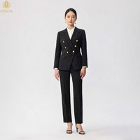 Costume formel noir pour femmes, imperméable, résistant à l'usure, léger, doux, anti-décoloration, col en V, vêtements pour femmes, uniforme quotidien