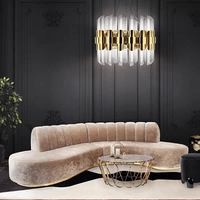 Nouveaux ensembles de canapés de meubles de salon avec rembourrage moderne conception en forme de courbe de base en acier