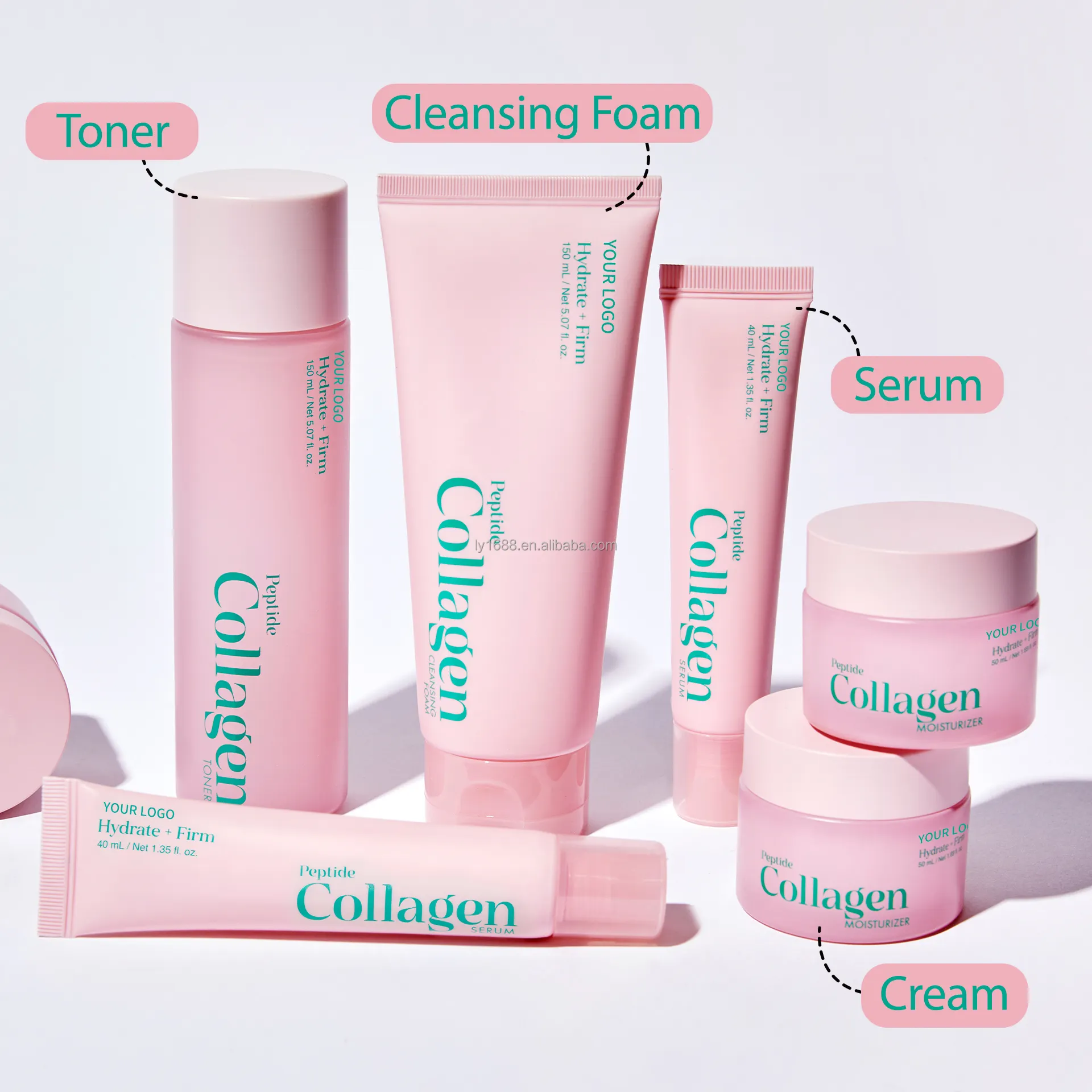Sérum éclaircissant pour le visage au peptide collagène de marque privée crème hydratante légère ensemble de soins de la peau de beauté coréenne