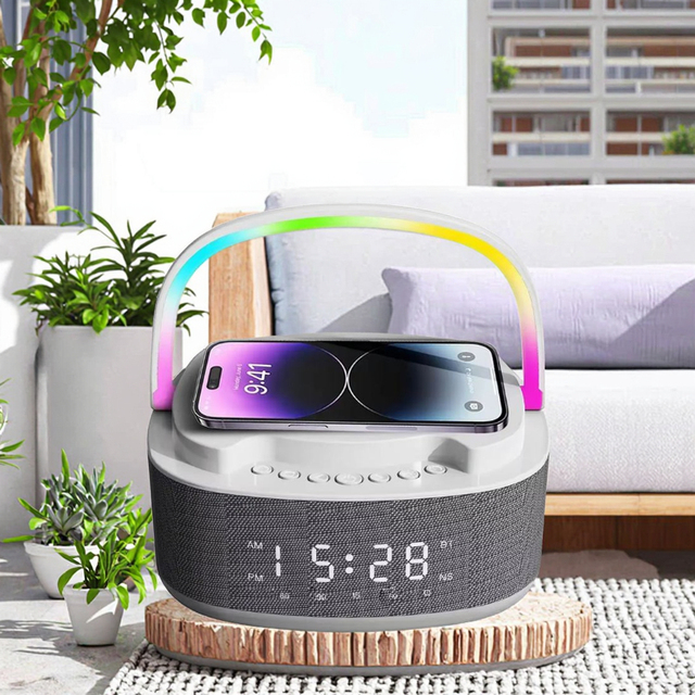 Mini Night Light Wireless Charging Bluetooth Speaker with Bluetooth Lamp Atmosphere Lamp Alarm Clock