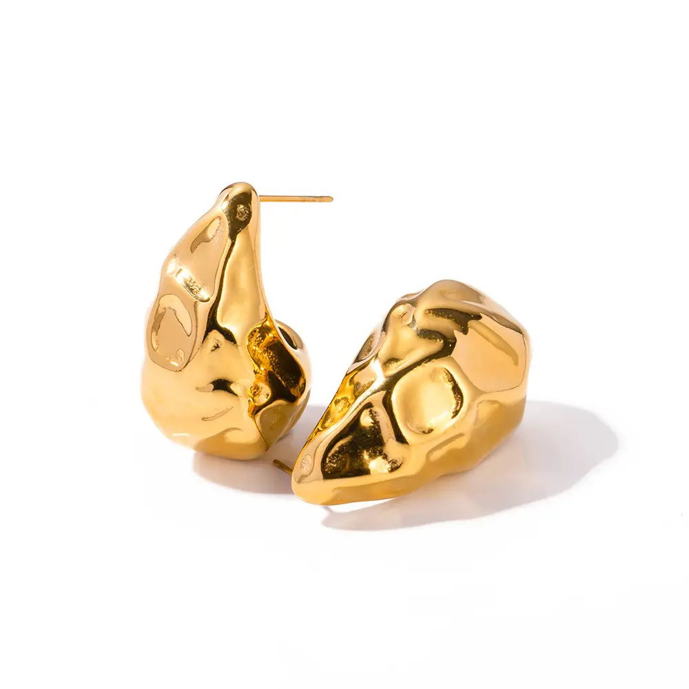 Desainer baja tahan karat berlapis emas 18k merek populer Aksesori wanita anting-anting kancing tetesan air mata pola palu