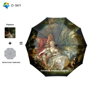 Parapluie personnalisé en fibre de verre avec impression numérique intégrale, ouverture automatique, résistant au soleil, à la pluie et au vent, 23 pouces - Product Image 1
