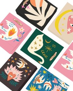 Medium <b>Paper</b> Gift Bags with Tissue <b>Paper</b> Handles Retro Abstract Cardboard Floral Gift Bags Party Supply Gift Bags - Product Image 3