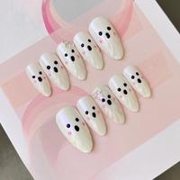 Faux ongles à presser en vrac pour Halloween, courts, carrés, style gothique, avec motifs croix, étoile, araignée et sang, avec colle