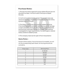 Billets de loterie en gros style jeu de fruits, impression par lots, cartes à gagner des prix, codes QR sécurisés, papier de sécurité - Product Image 5