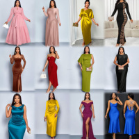 Robe de soirée sirène élégante en satin pour femme, bretelles spaghetti, drapée et froncée, idéale pour les invitées de mariage et les soirées