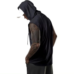 OEM Custom Clothing High Quality <b>Hoodie</b> Supplier Gym Fitness <b>Sleeveless</b> Pullover Cotton Hoodies for <b>Men</b> - Product Image 4