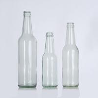 Bouteille en verre transparente à col long de 330 ml (33 cl) pour boissons avec bouchon couronne